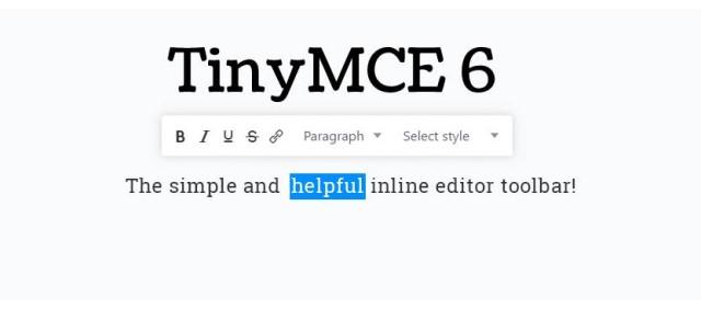 TinyMCE 6 Inline Text Editor