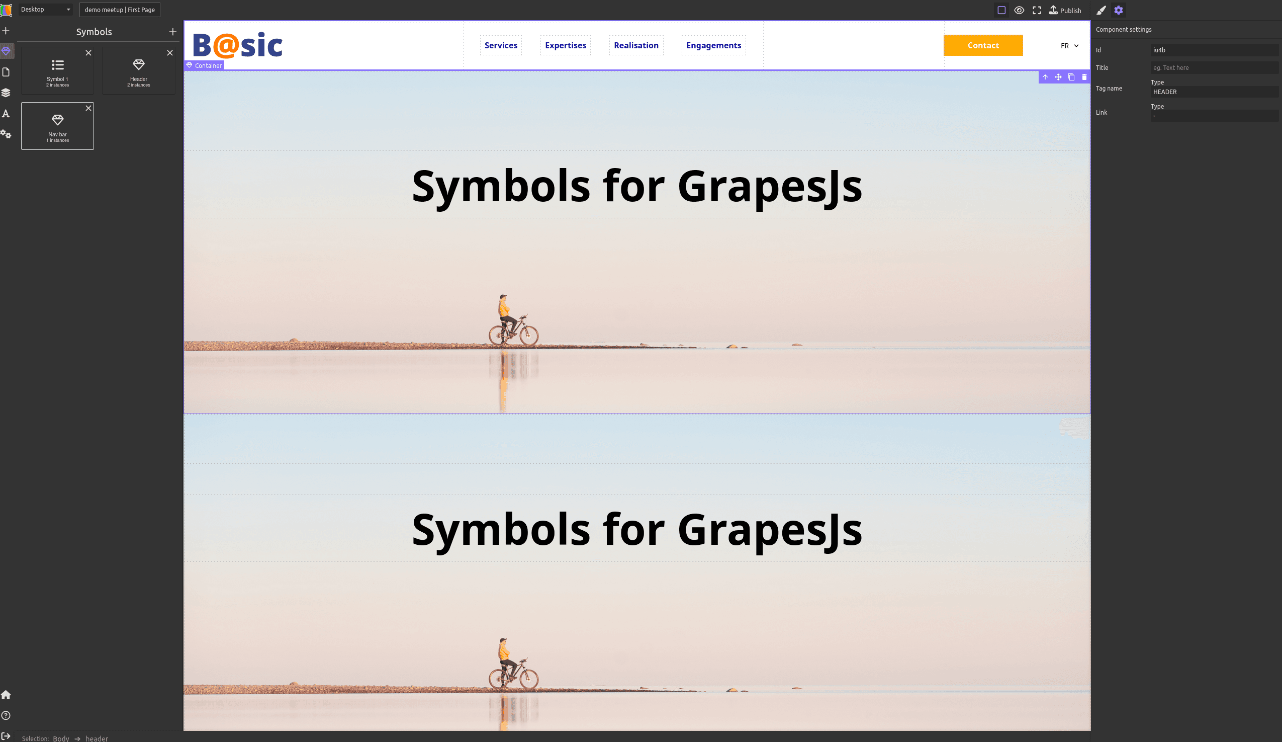 Symbols - choose the best sets of plugins and presets for GrapesJS