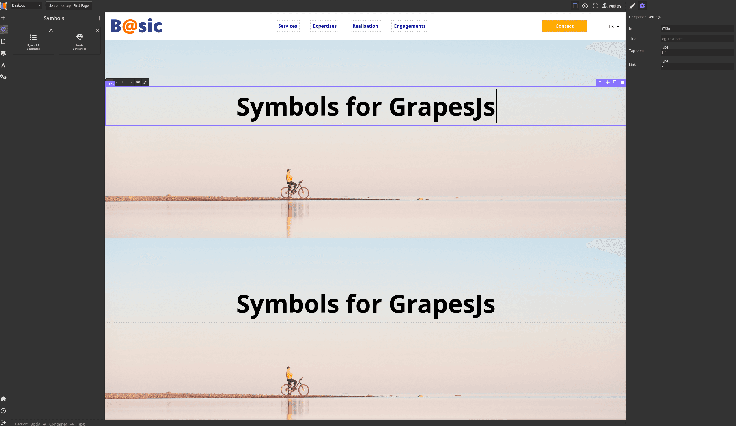 Symbols - choose the best sets of plugins and presets for GrapesJS