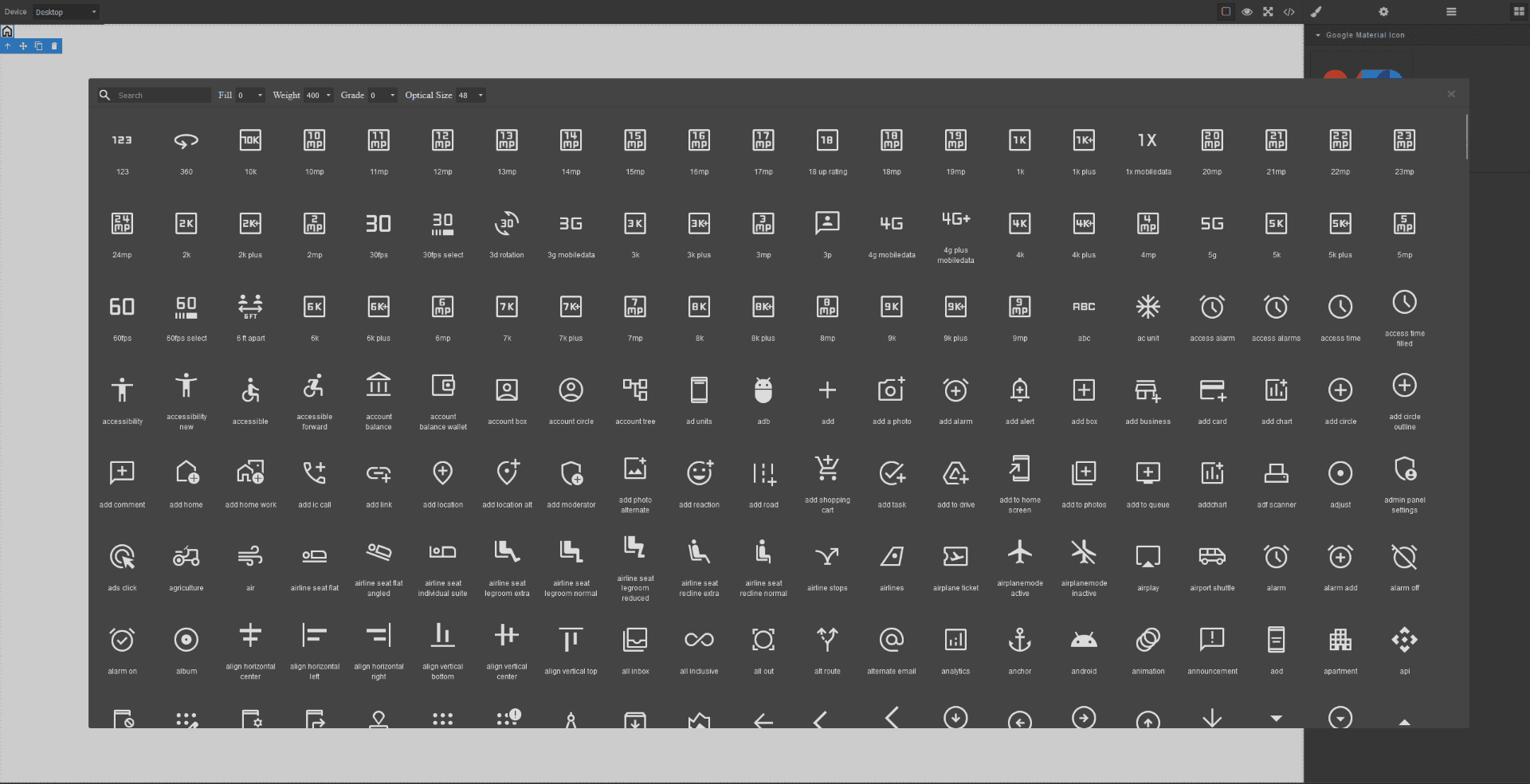 GrapesJS Google Material Icons Plugin - choose the best sets of plugins and presets for GrapesJS