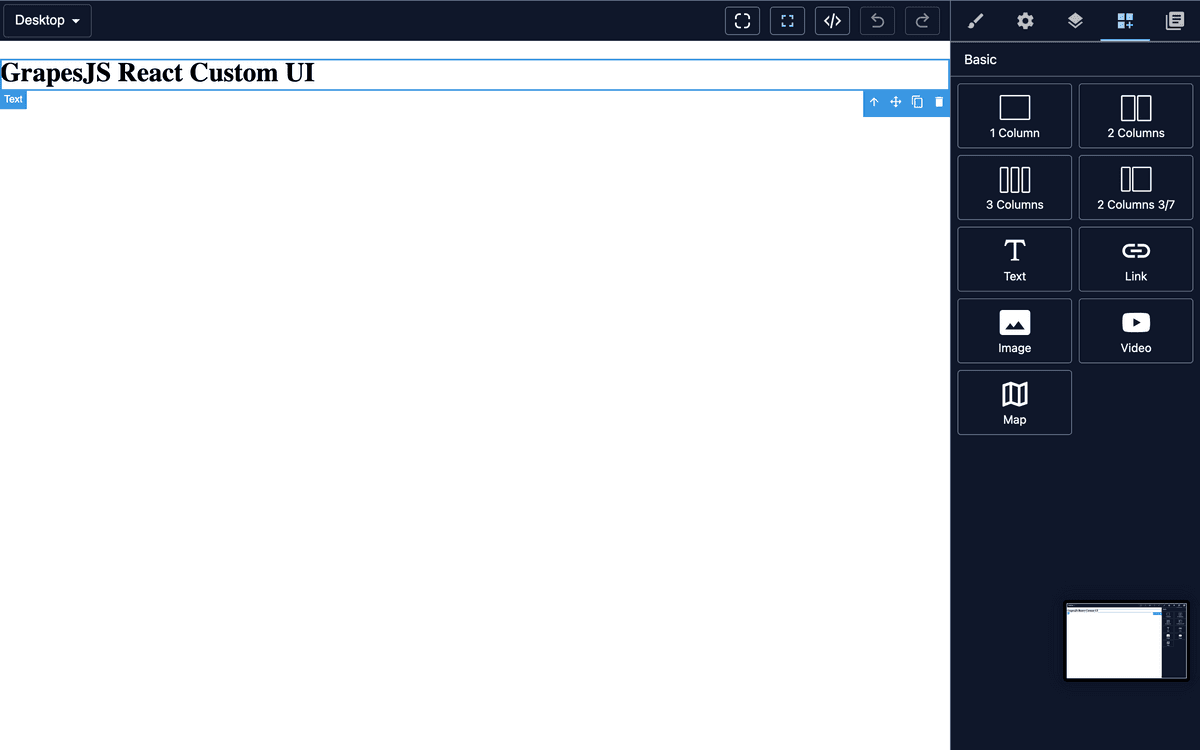 React UI for GrapesJS choose the best sets of plugins and presets for