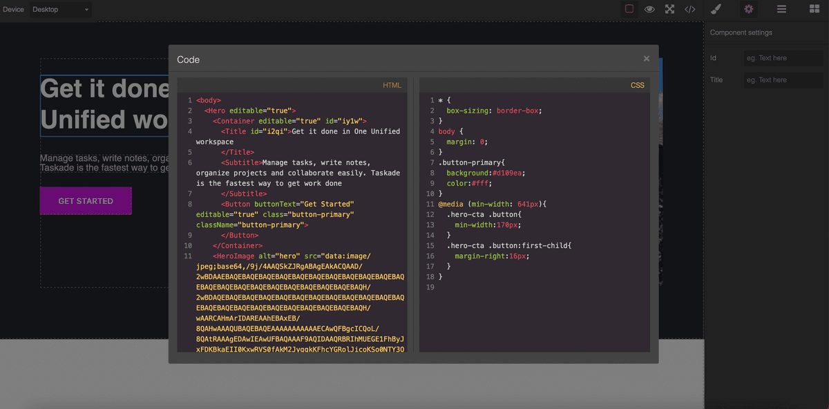 Hero React Component GrapesJS choose the best sets of plugins and