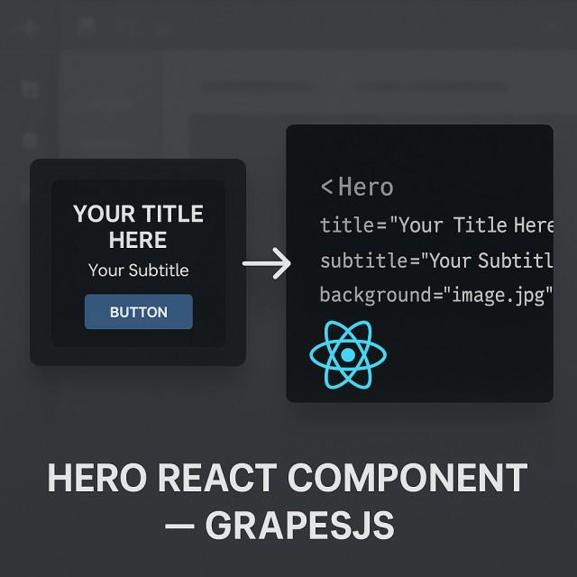 Hero React Component GrapesJS
