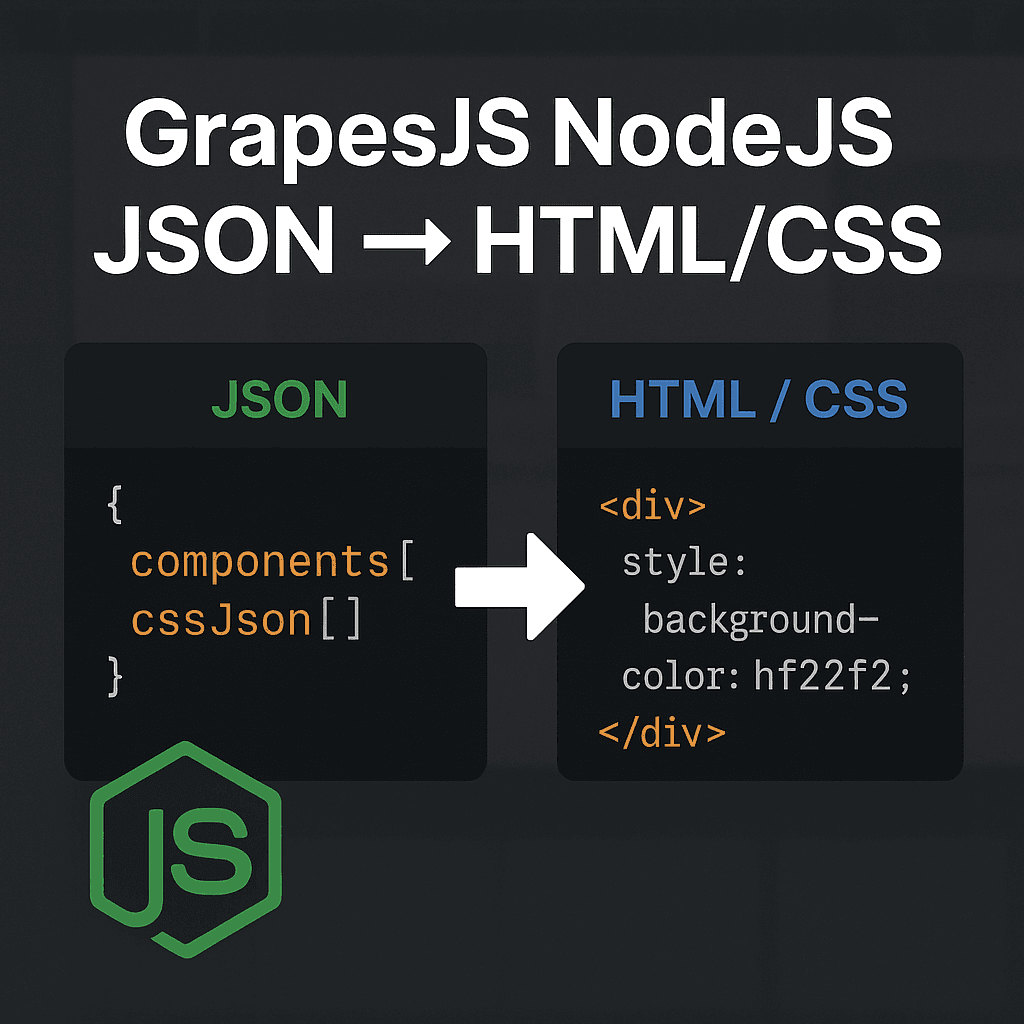 GrapesJS NodeJS JSON Converter to HTML/CSS
