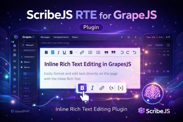 RTE ScribeJS for GrapesJS Inline Toolbar
