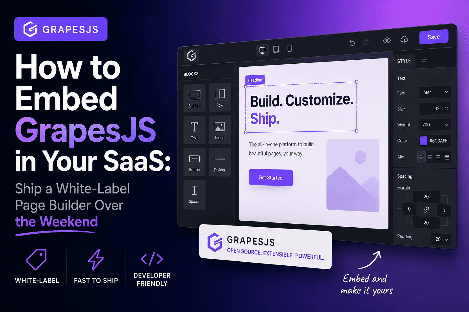 Embed GrapesJS in Your SaaS: A Weekend Guide