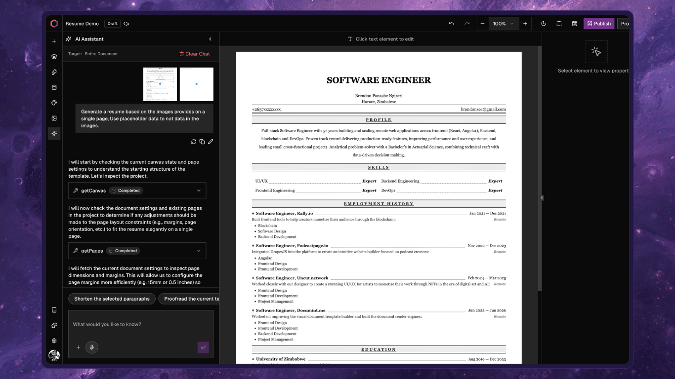 Building an AI-Assisted Document Engine with Next.js, GrapesJS, and the AI SDK