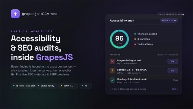 Grapesjs A11Y Seo — Accessibility auditor + SEO for GrapesJS