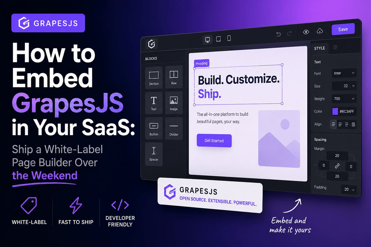 Embed GrapesJS in Your SaaS: A Weekend Guide