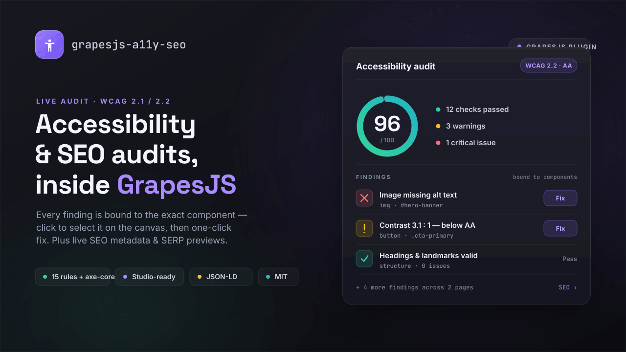 Lighthouse for GrapesJS: Audit Accessibility and SEO Without Leaving the Editor