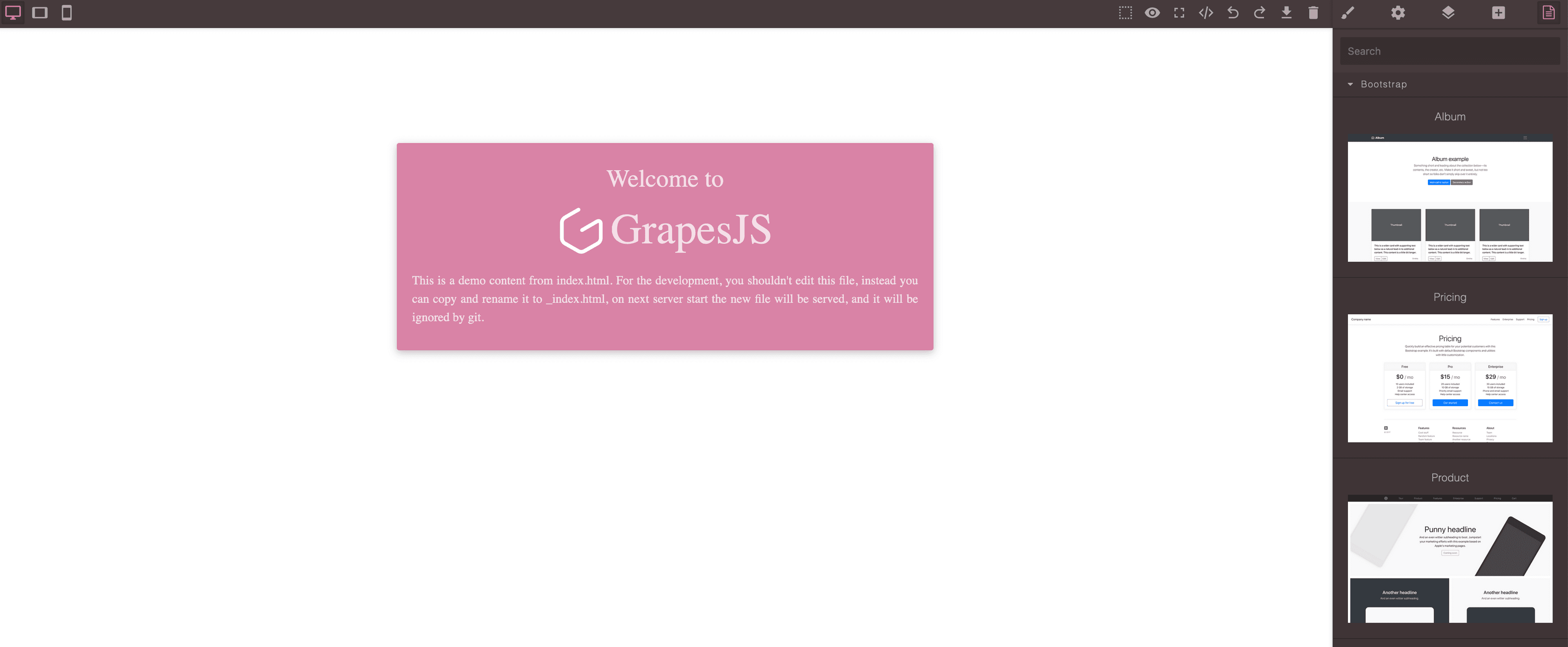 Templates Manager GrapesJS