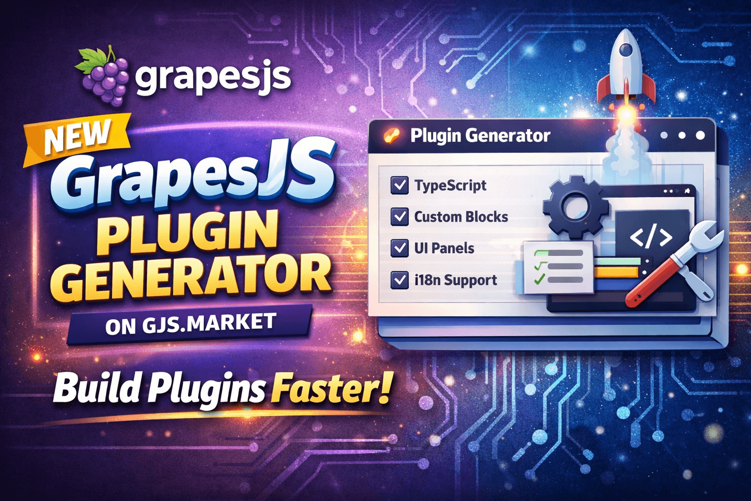 🚀 Introducing the New GrapesJS Plugin Generator on GJS.Market