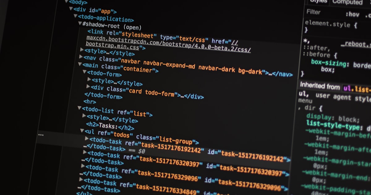 Source code displayed on a screen